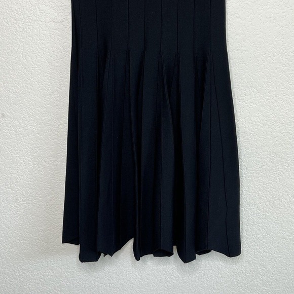 Anthropologie Shoshanna Black Pleated Cocktail Fit Flare Career Dress Medium Y22 - Picture 6 of 10